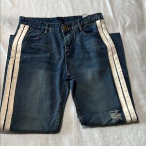 New Shein Men's Blue Jeans with White Stripes